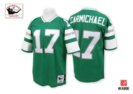 Men's Authentic Harold Carmichael Mitchell and Ness Jersey Midnight Green Home - #17 Throwback NFL Philadelphia Eagles